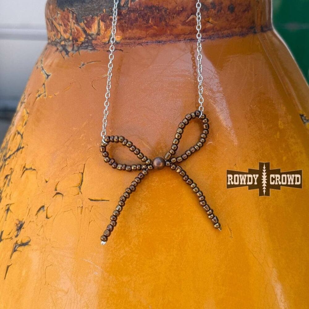 Cowgirl Pearls Necklace | Bronze Navajo Style Pearl Bow Necklace